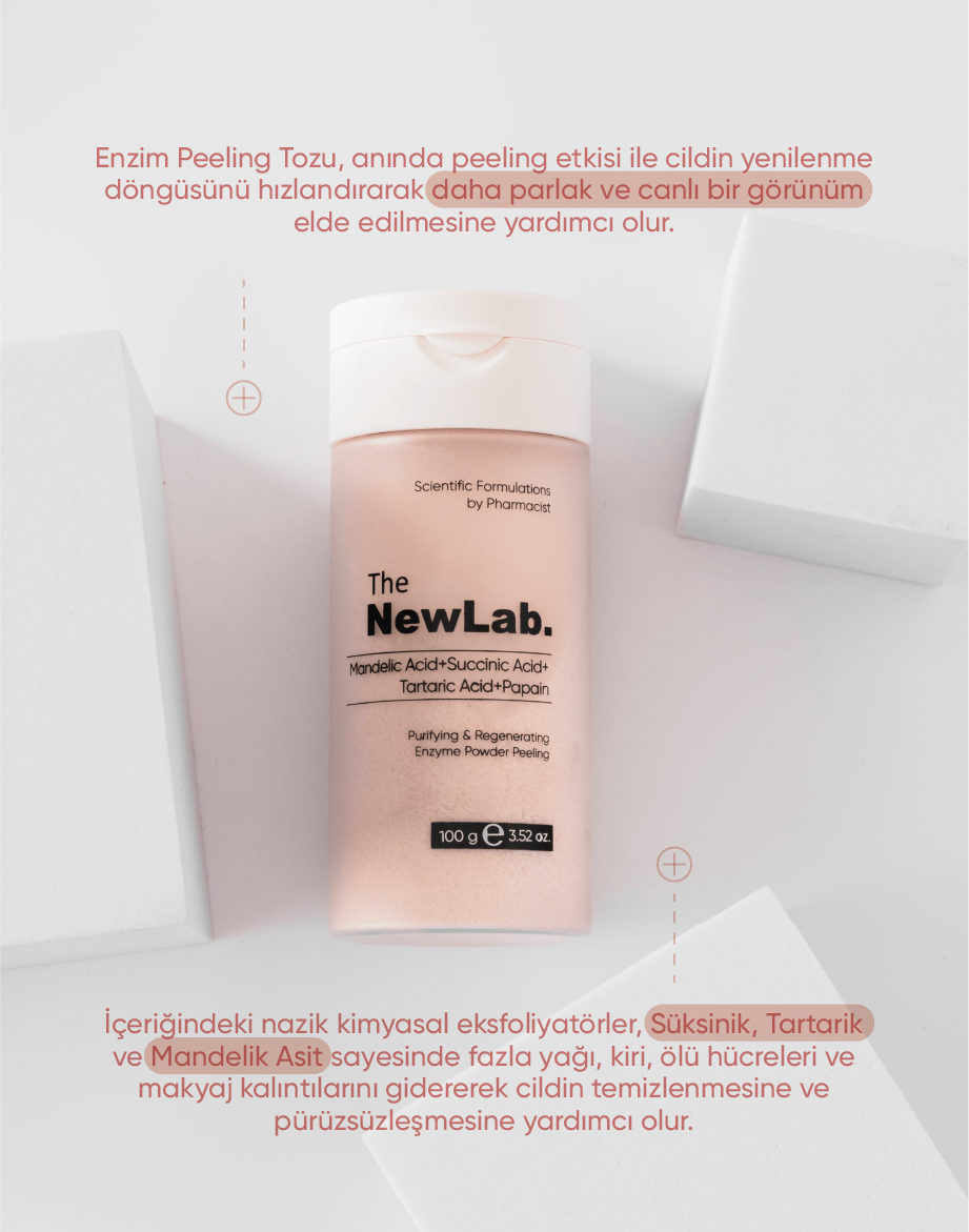 The NewLab Arındırıcı ve Yenileyici Enzim Toz Peeling 100g(Mandelic Acid+Succinic Acid+Tartaric Acid+Papain)