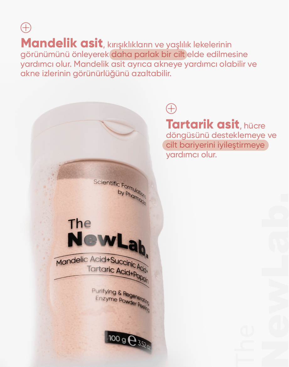 The NewLab Arındırıcı ve Yenileyici Enzim Toz Peeling 100g(Mandelic Acid+Succinic Acid+Tartaric Acid+Papain)