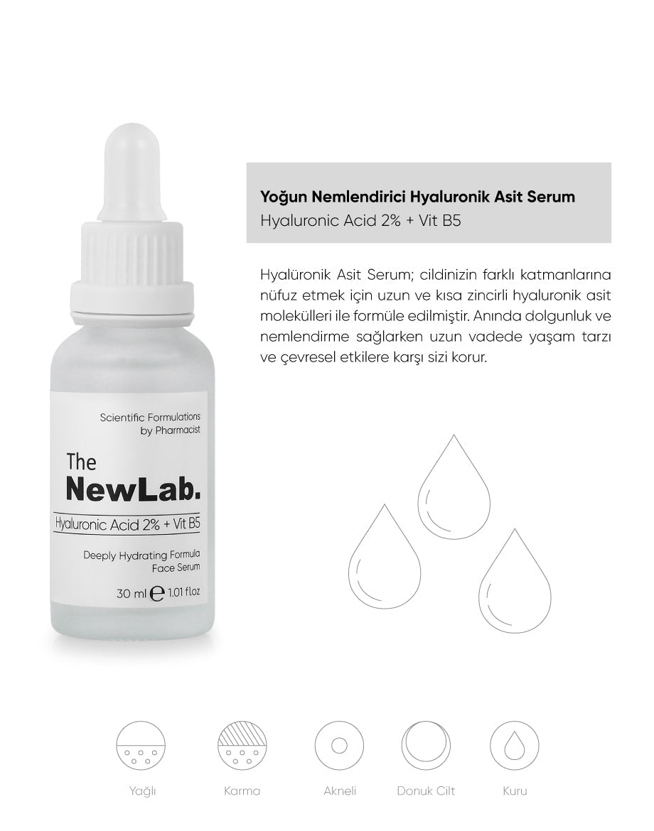 The NewLab Yoğun Nemlendirici Hyalüronik Asit Serum 2% + Vit B5 30 ml