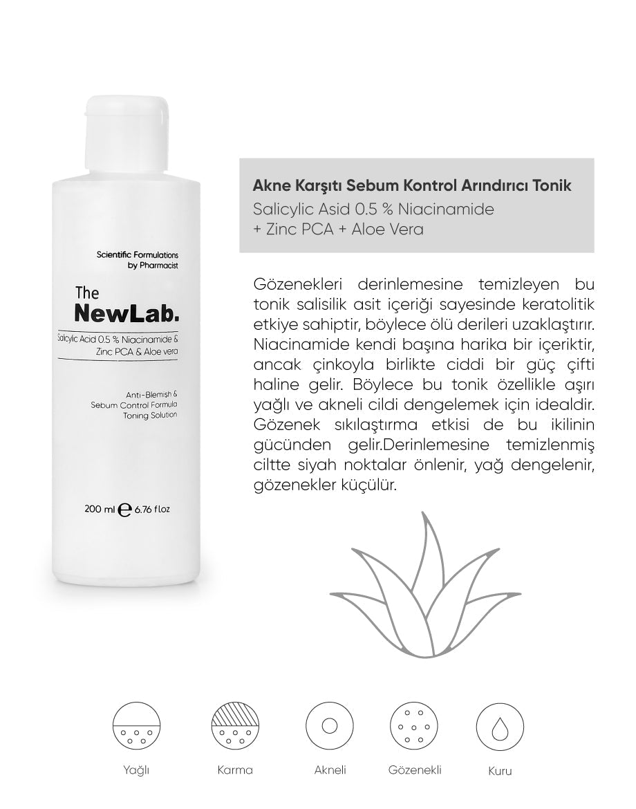 The NewLab Akne Karşıtı & Sebum Kontrol Arındırıcı Tonik 200 ml