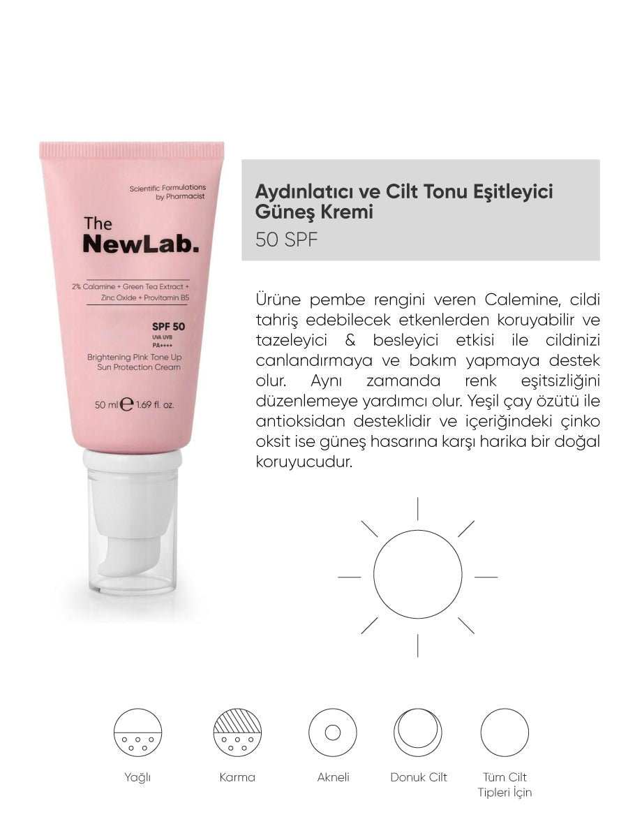The NewLab Aydınlatıcı Ve Cilt Tonu Eşitleyici Güneş Kremi 50+ Spf 50 ml